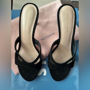Stuart Weitzman Black Suede Slide Sandals